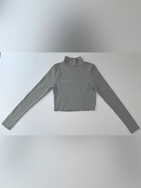 Aerie Ribbed Mock Neck Long Sleeve Cropped Top